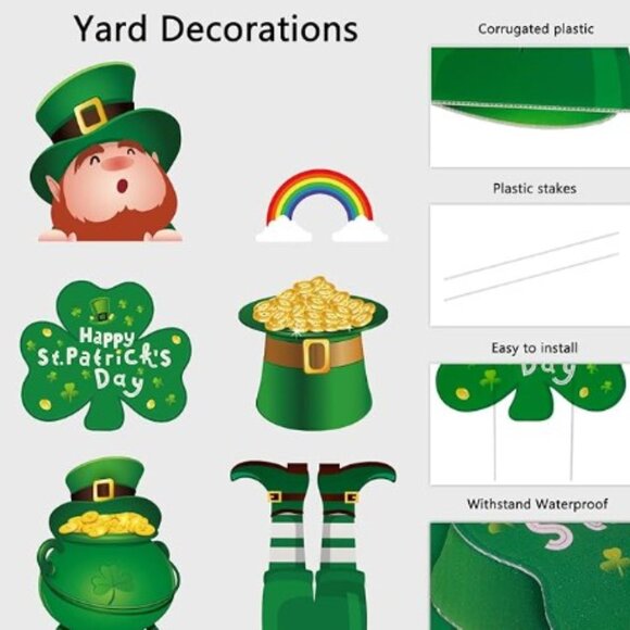 ST. PATRICK'S DAY YARD SIGN OUTDOOR DECORATIONS 6 PCS PARTY HOLIDAY - Picture 3 of 14